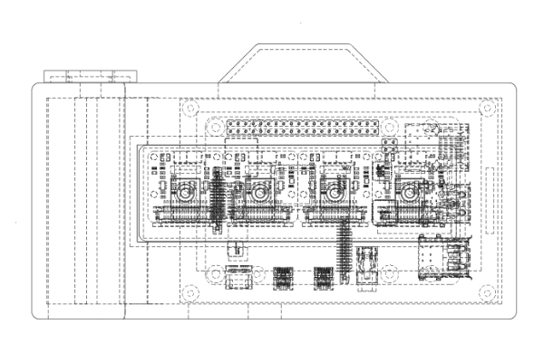 Technical drawing of the camera, model view 1