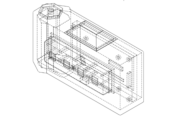 Technical drawing of the camera, model view 4